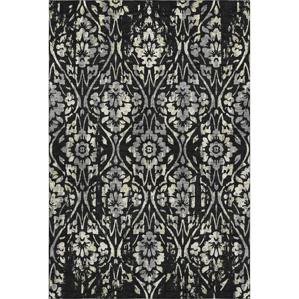Premium Machine Washable Mayfield AMF868 Black 9' x 12' Rug. Picture 1