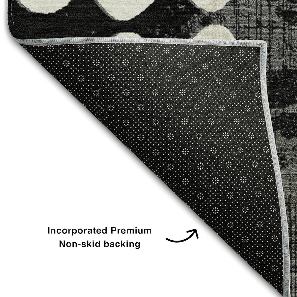 Premium Machine Washable Mayfield AMF869 Black 5' x 7'6" Rug. Picture 2