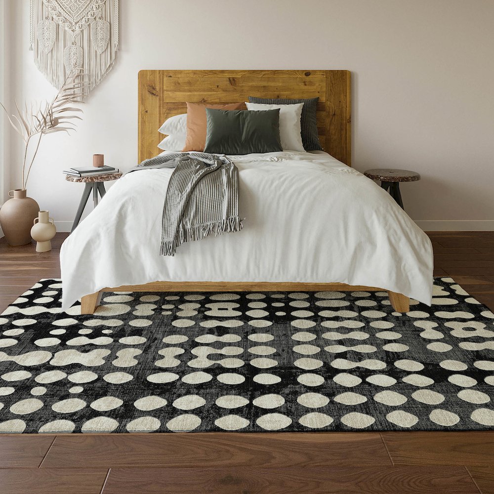 Premium Machine Washable Mayfield AMF869 Black 9' x 12' Rug. Picture 6