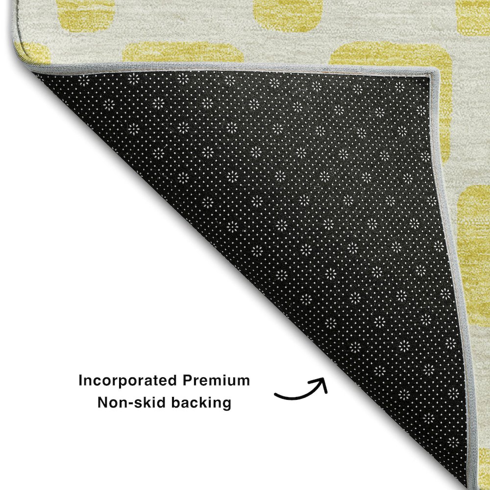 Premium Machine Washable Mayfield AMF871 Yellow 5' x 7'6" Rug. Picture 2