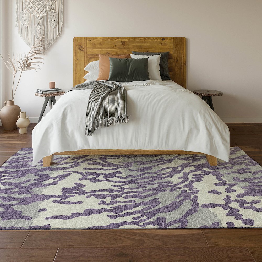 Premium Machine Washable Mayfield AMF873 Purple 9' x 12' Rug. Picture 6