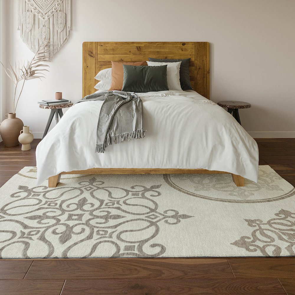 Premium Machine Washable Mayfield AMF874 Ivory 9' x 12' Rug. Picture 6