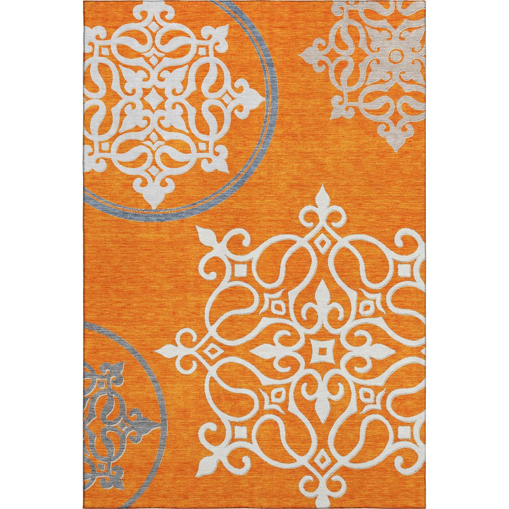 Premium Machine Washable Mayfield AMF874 Orange 9' x 12' Rug. Picture 1