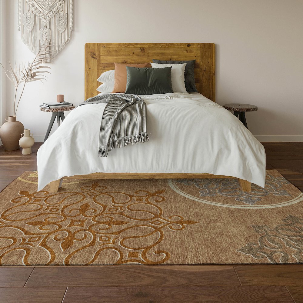 Premium Machine Washable Mayfield AMF874 Terracotta 9' x 12' Rug. Picture 6