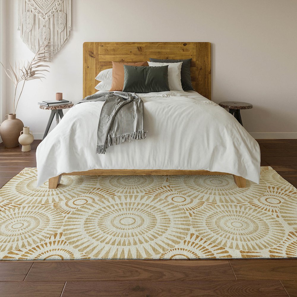 Premium Machine Washable Mayfield AMF877 Gold 9' x 12' Rug. Picture 6