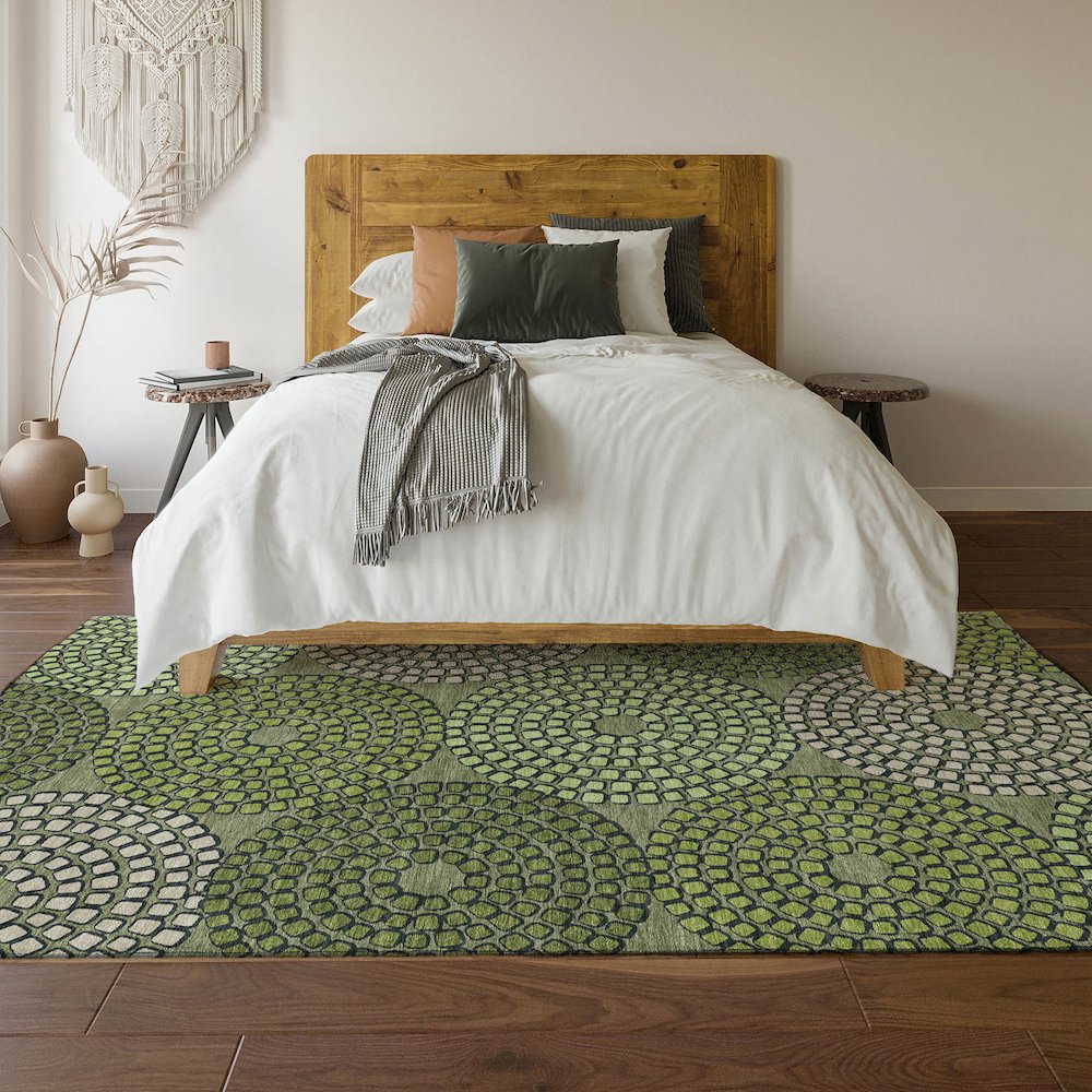 Premium Machine Washable Mayfield AMF882 Olive 9' x 12' Rug. Picture 6