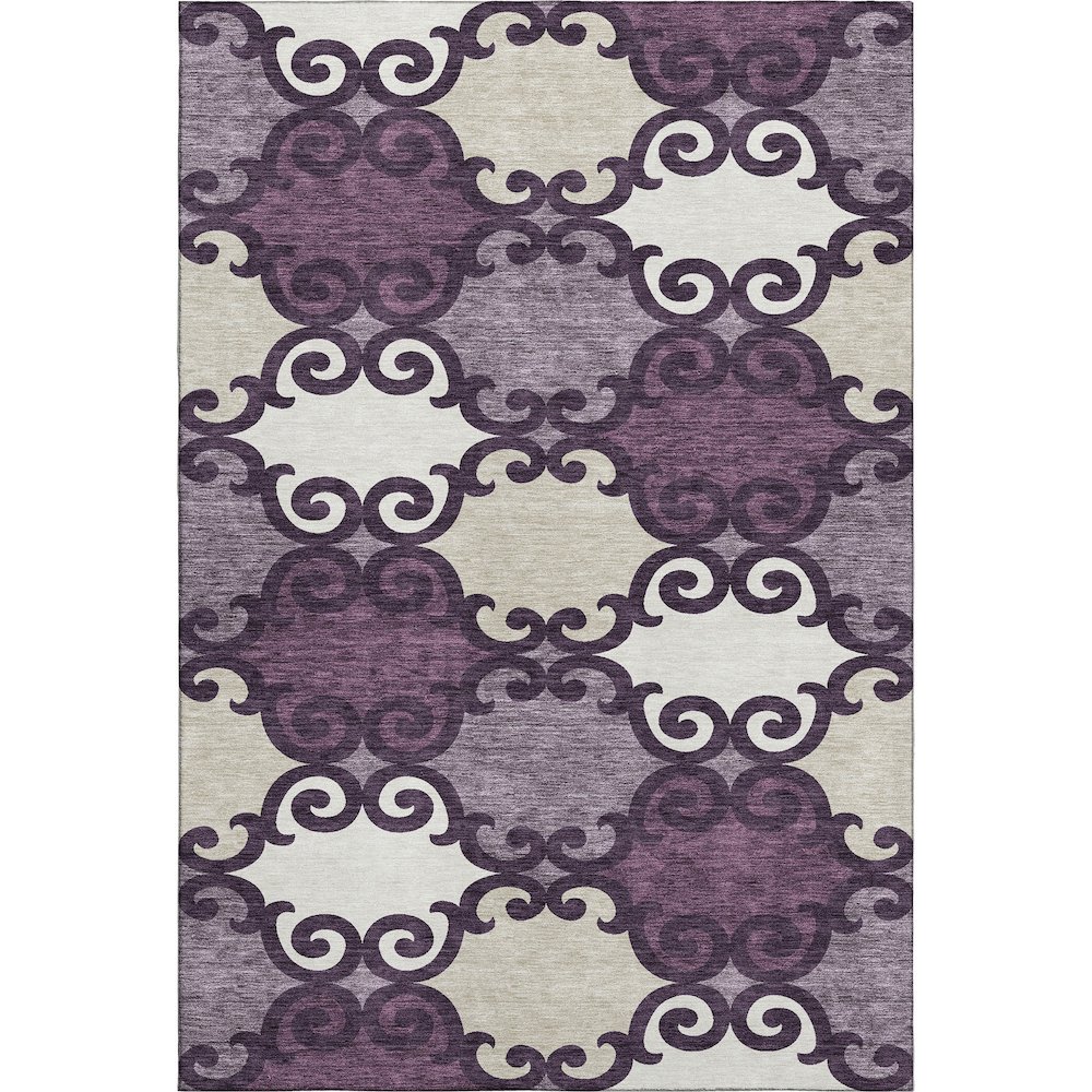 Premium Machine Washable Mayfield AMF883 Eggplant 9' x 12' Rug. Picture 1
