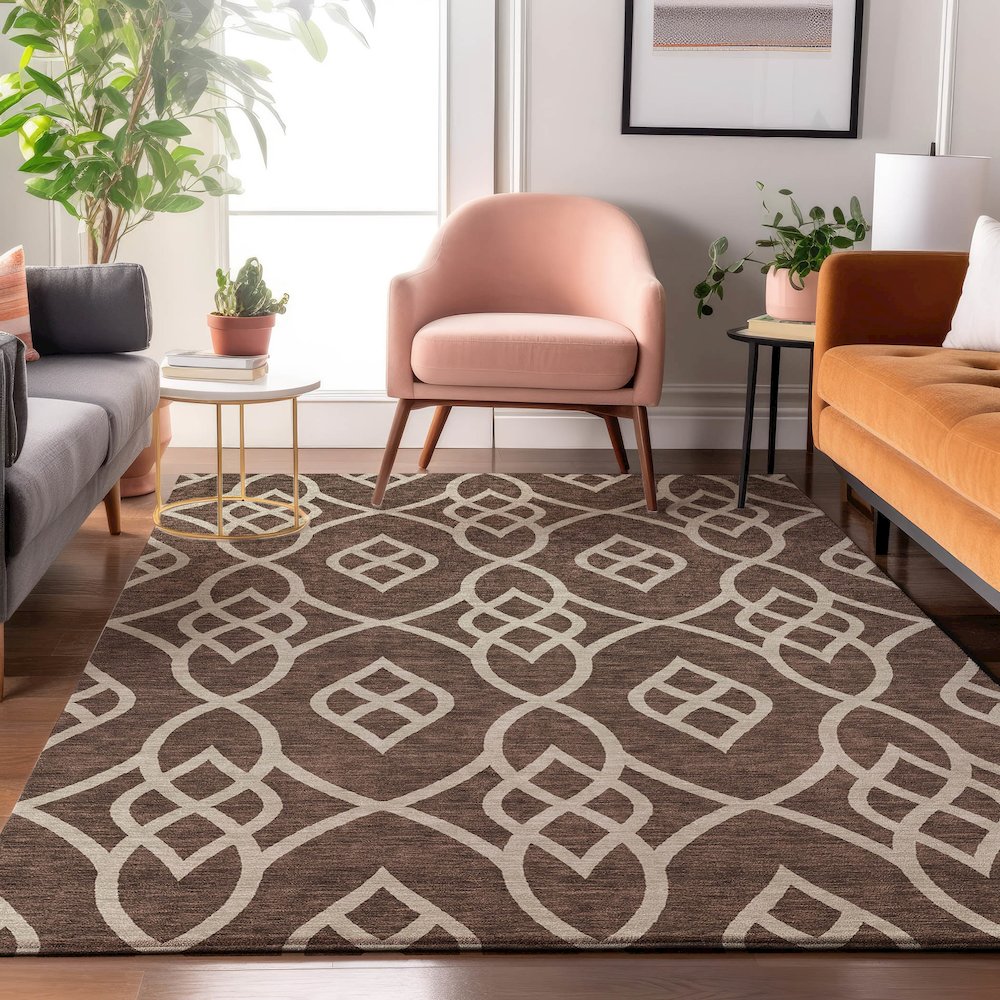 Premium Machine Washable Mayfield AMF884 Chocolate 9' x 12' Rug. Picture 5