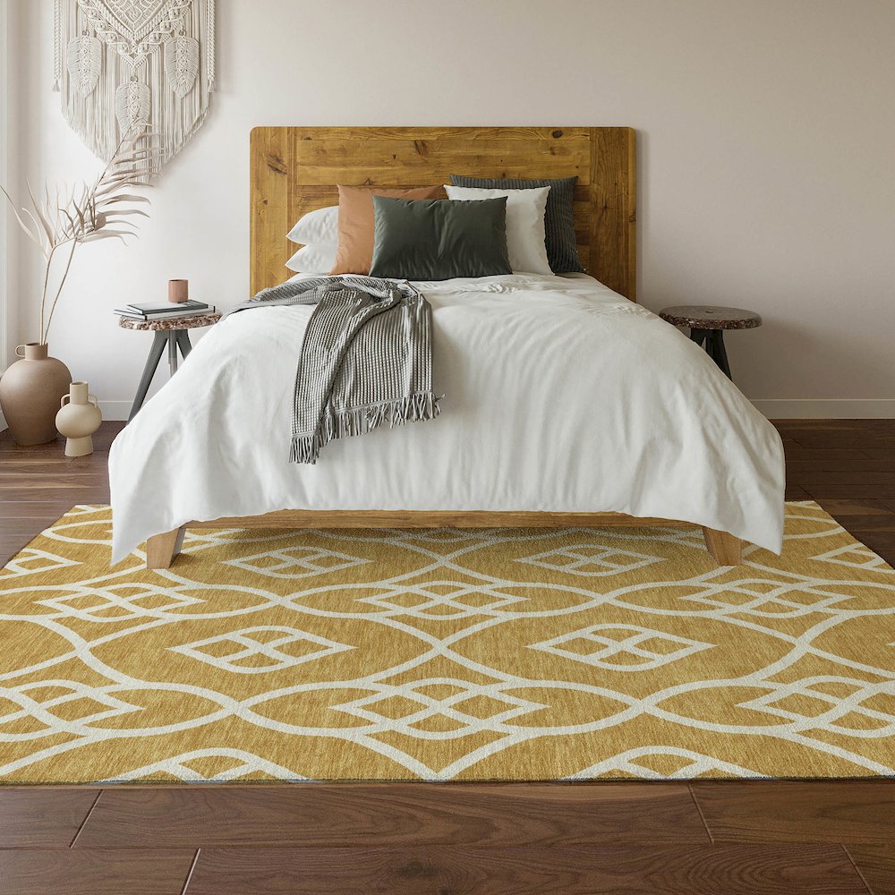 Premium Machine Washable Mayfield AMF884 Gold 9' x 12' Rug. Picture 6