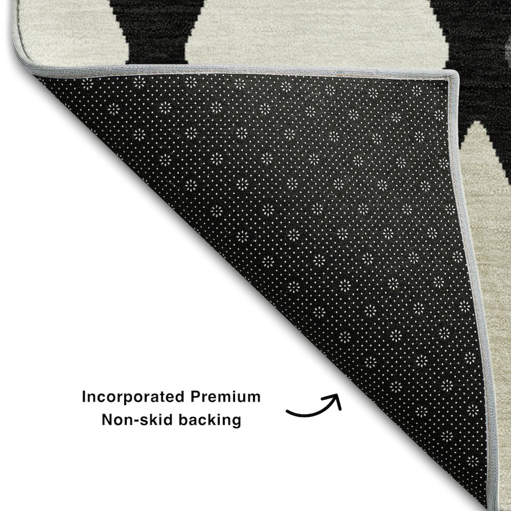 Premium Machine Washable Mayfield AMF887 Black 5' x 7'6" Rug. Picture 2