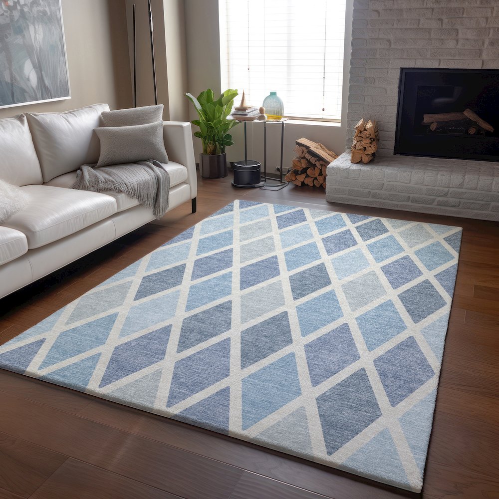 Premium Machine Washable Mayfield AMF887 Sky 9' x 12' Rug. Picture 6