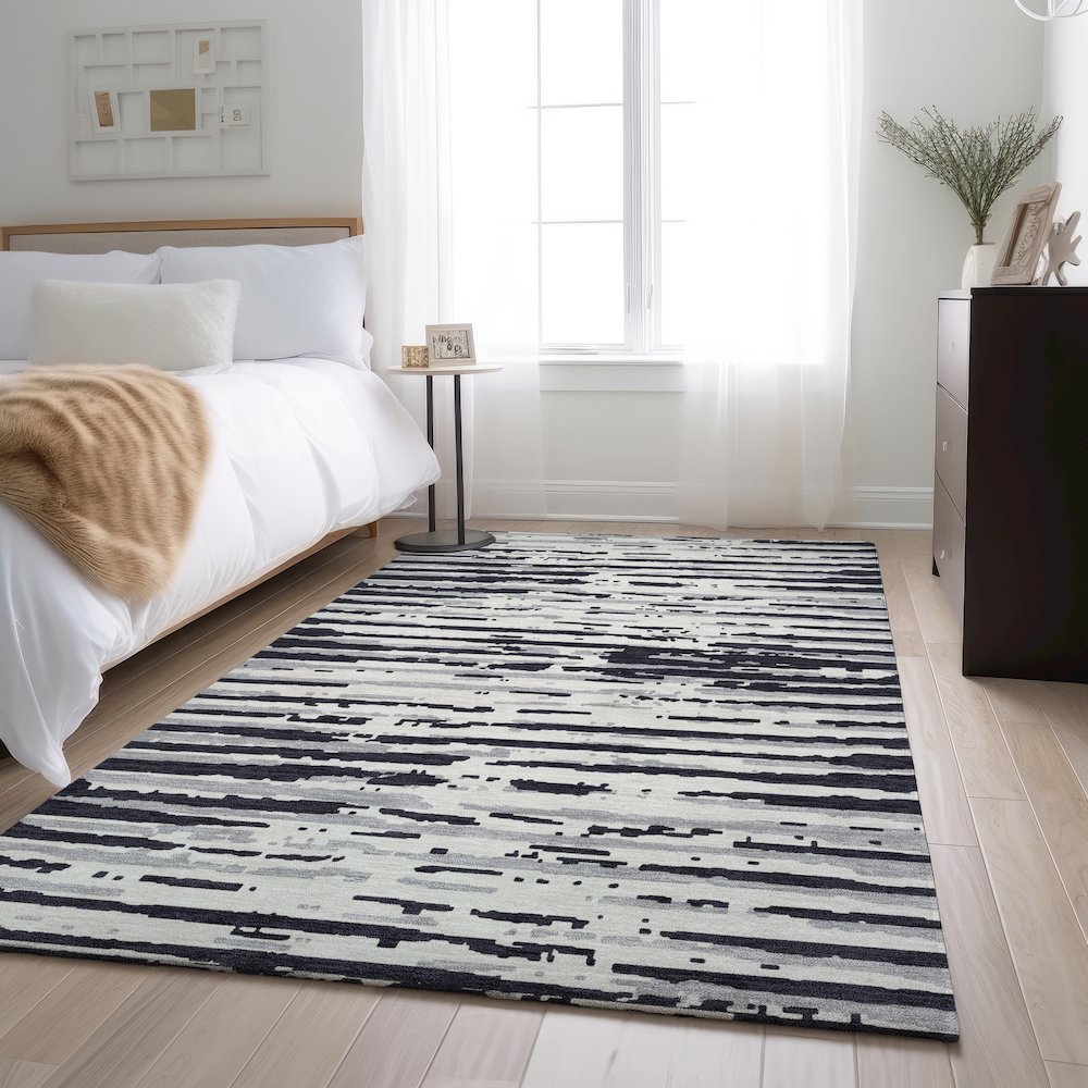 Premium Machine Washable Mayfield AMF888 Black 9' x 12' Rug. Picture 5