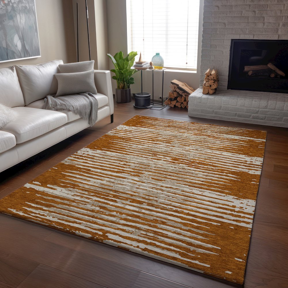 Premium Machine Washable Mayfield AMF888 Paprika 9' x 12' Rug. Picture 6