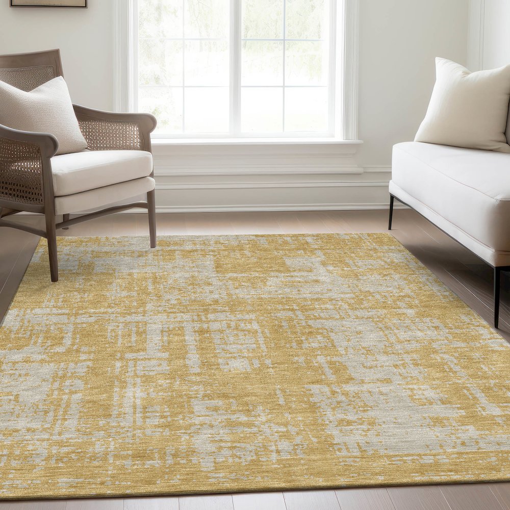 Premium Machine Washable Mayfield AMF895 Gold 9' x 12' Rug. Picture 6