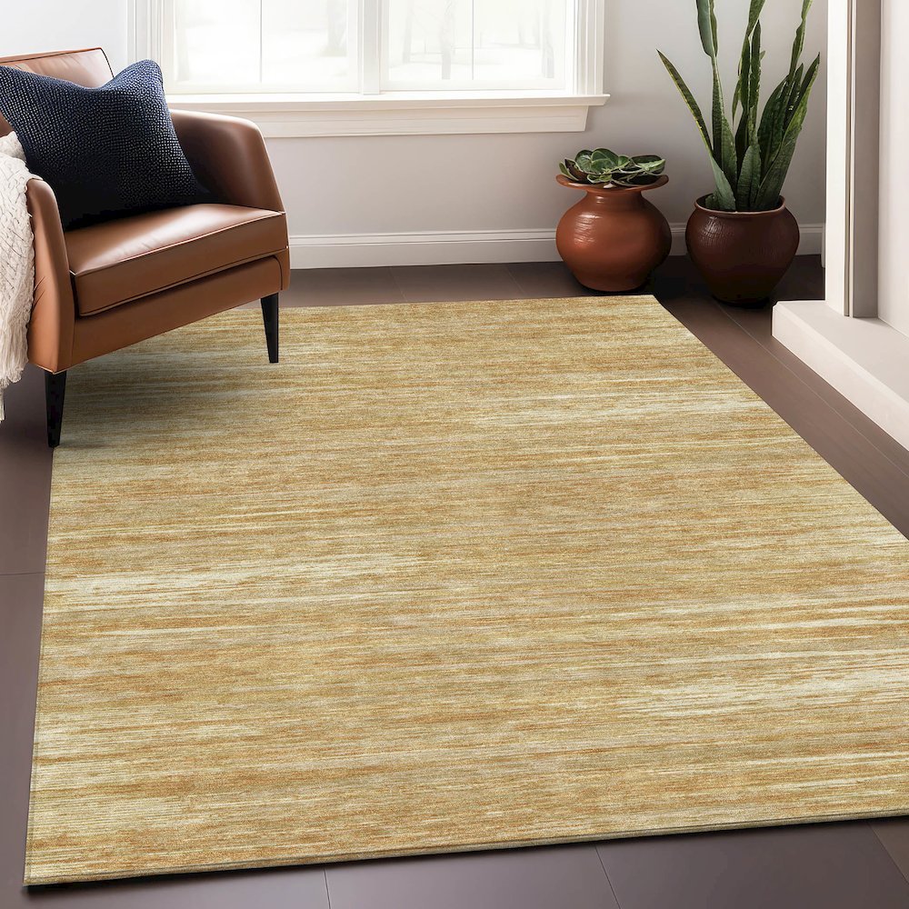 Premium Machine Washable Mayfield AMF896 Gold 9' x 12' Rug. Picture 5