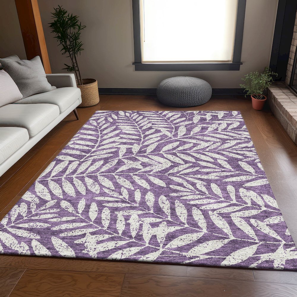Premium Machine Washable Mayfield AMF899 Purple 9' x 12' Rug. Picture 6