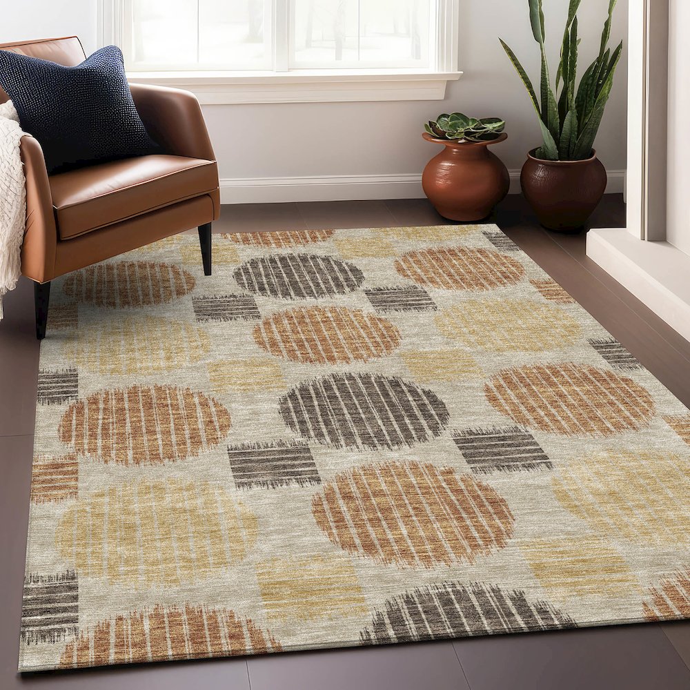 Premium Machine Washable Mayfield AMF900 Tan 9' x 12' Rug. Picture 5