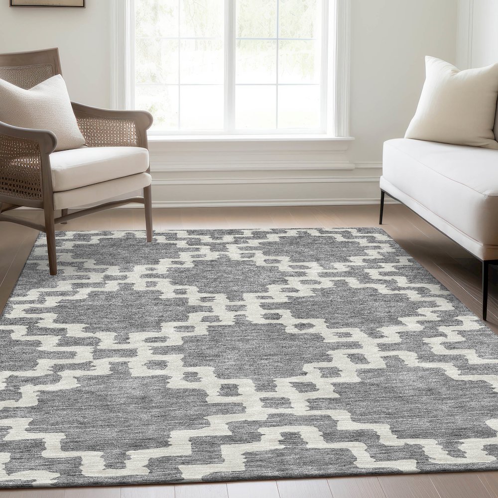 Premium Machine Washable Mayfield AMF902 Gray 9' x 12' Rug. Picture 6