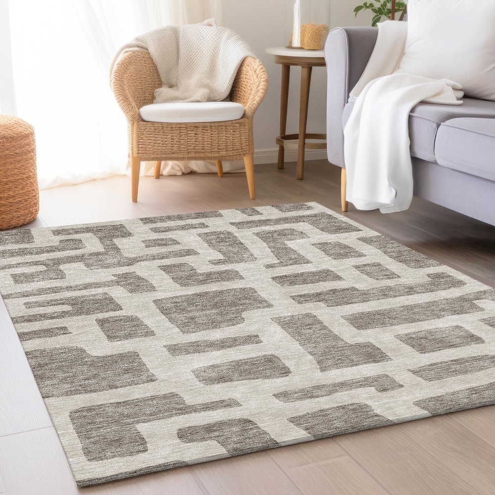 Premium Machine Washable Mayfield AMF903 Taupe 9' x 12' Rug. Picture 5