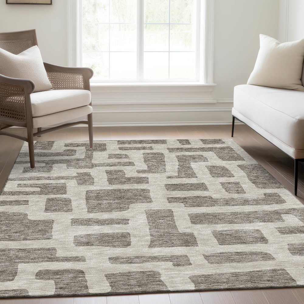 Premium Machine Washable Mayfield AMF903 Taupe 9' x 12' Rug. Picture 6