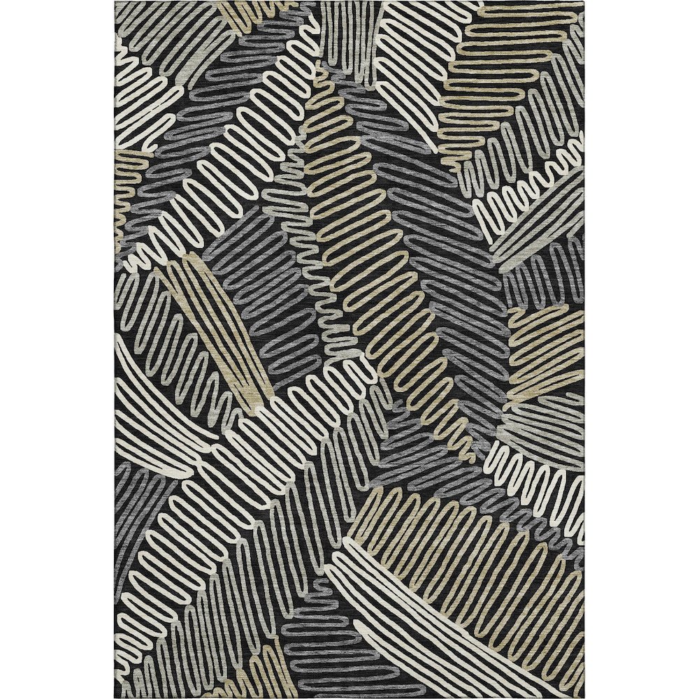 Premium Machine Washable Mayfield AMF904 Black 9' x 12' Rug. Picture 1