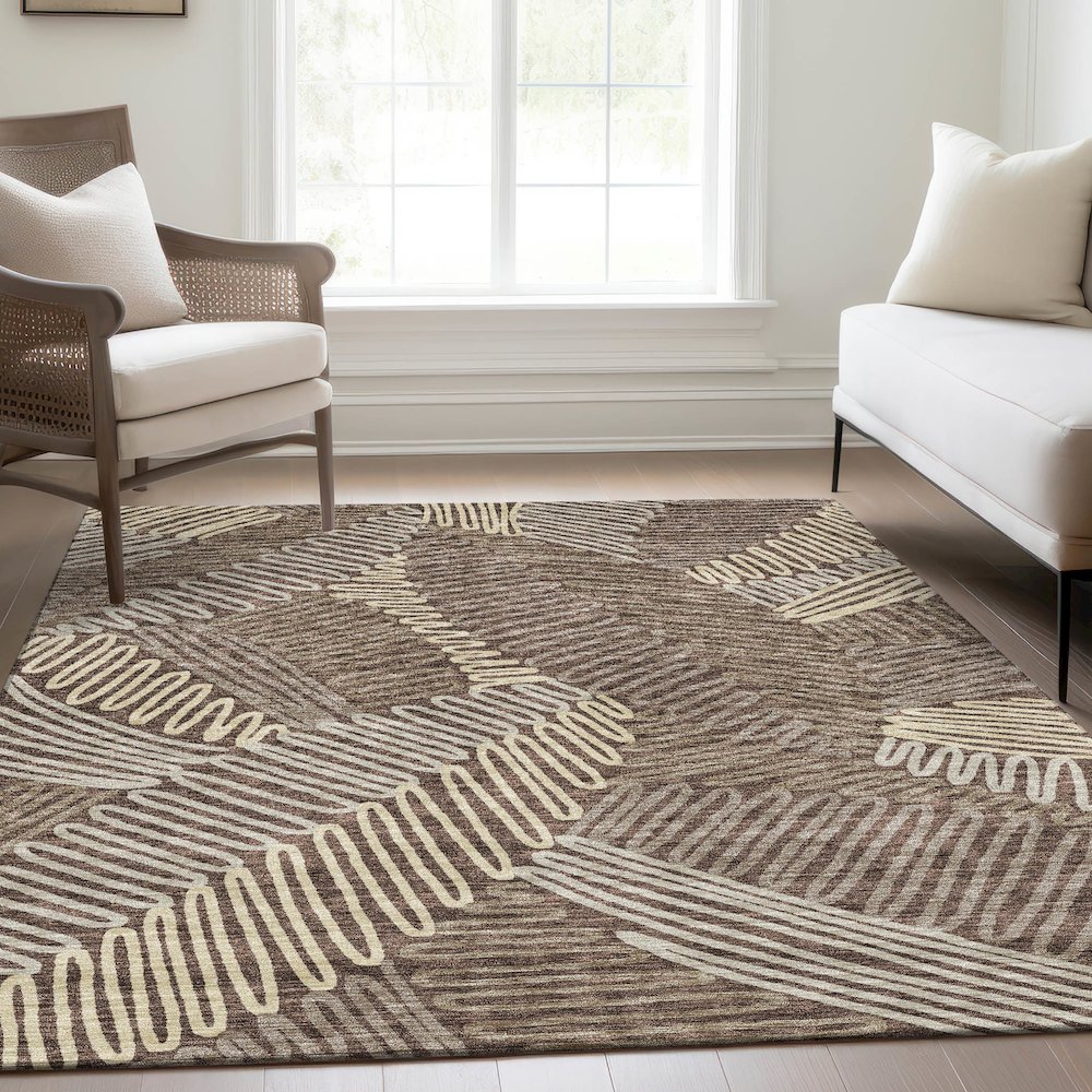 Premium Machine Washable Mayfield AMF904 Chocolate 9' x 12' Rug. Picture 6