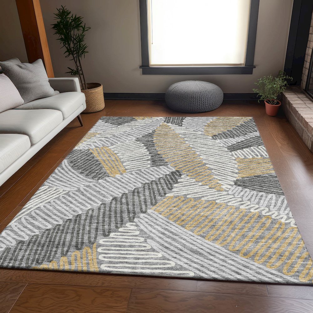Premium Machine Washable Mayfield AMF904 Gray 9' x 12' Rug. Picture 6
