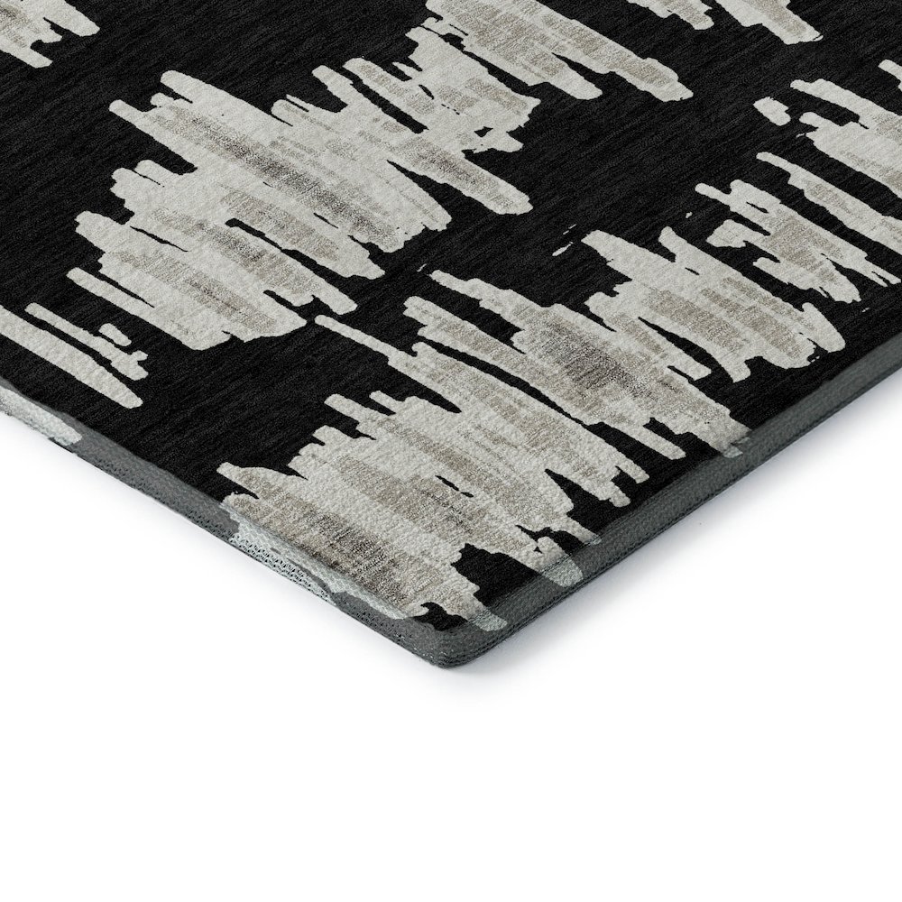 Premium Machine Washable Mayfield AMF905 Black 5' x 7'6" Rug. Picture 3