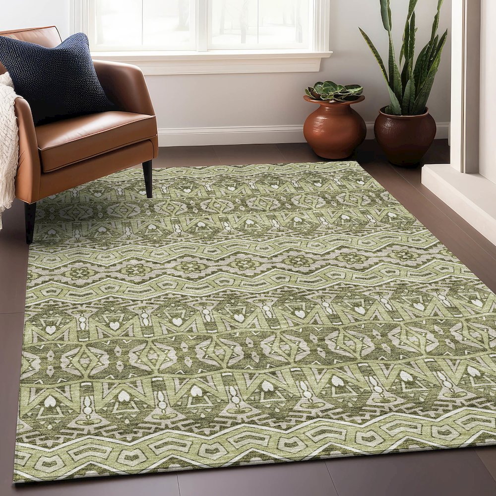 Premium Machine Washable Mayfield AMF909 Aloe 9' x 12' Rug. Picture 5