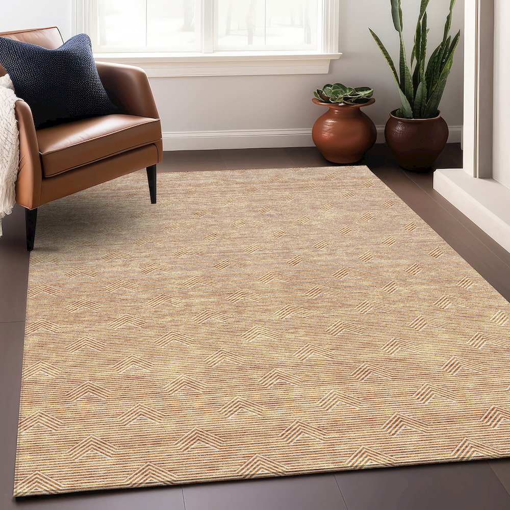 Premium Machine Washable Mayfield AMF910 Orange 9' x 12' Rug. Picture 5