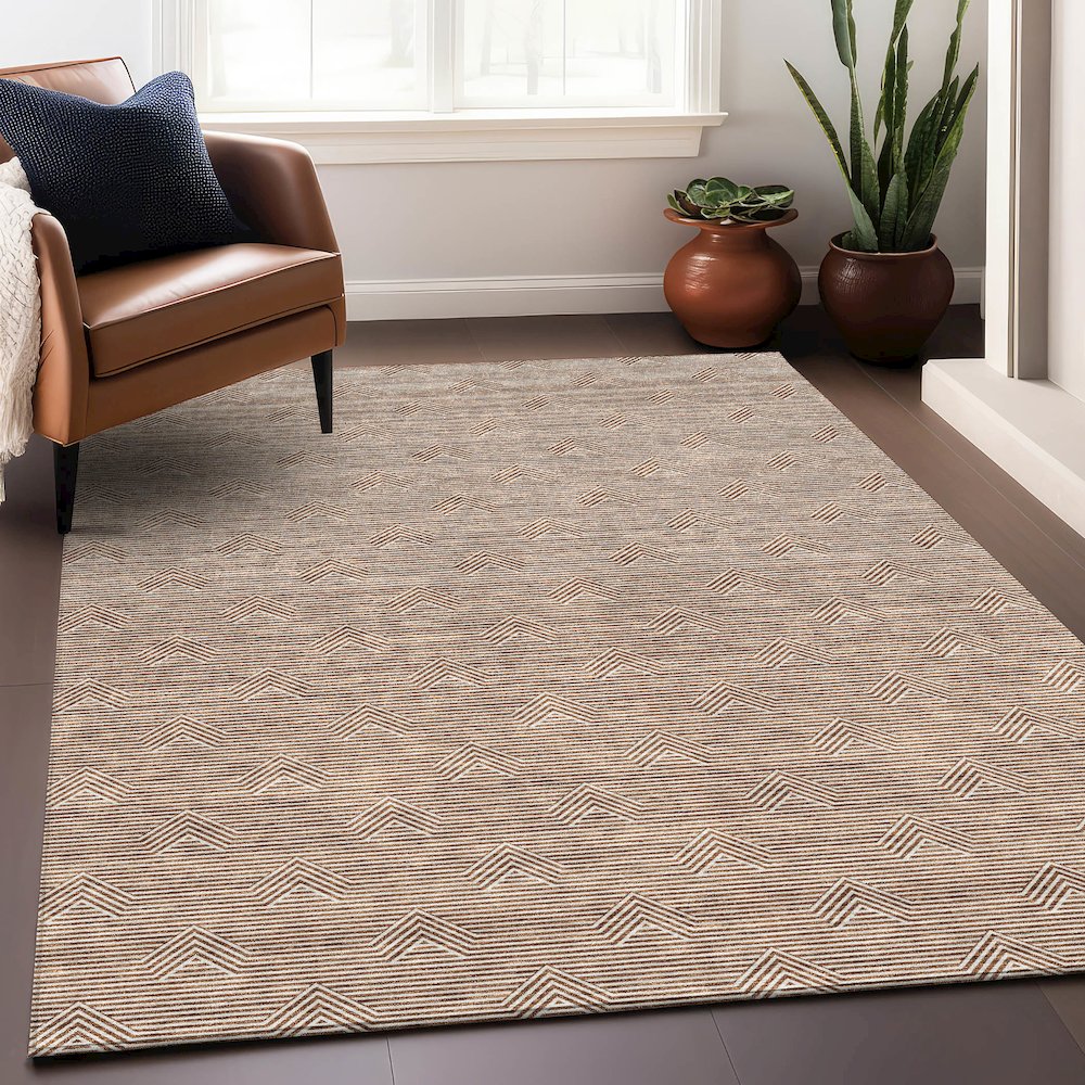 Premium Machine Washable Mayfield AMF910 Paprika 9' x 12' Rug. Picture 5