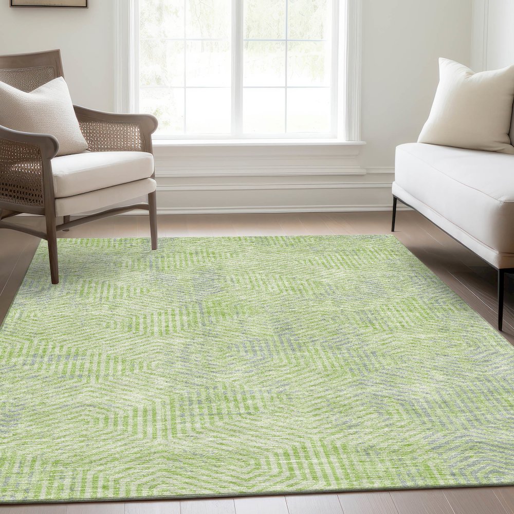 Premium Machine Washable Mayfield AMF912 Lime 9' x 12' Rug. Picture 6