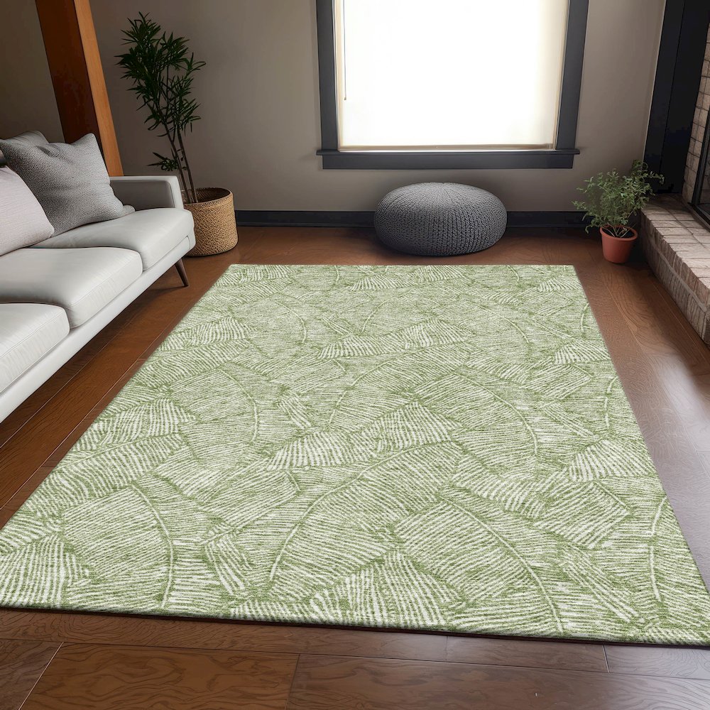 Premium Machine Washable Mayfield AMF913 Green 9' x 12' Rug. Picture 6