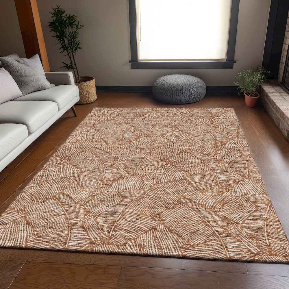 Premium Machine Washable Mayfield AMF913 Paprika 9' x 12' Rug. Picture 6