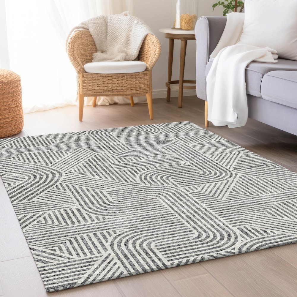 Premium Machine Washable Mayfield AMF917 Gray 9' x 12' Rug. Picture 5