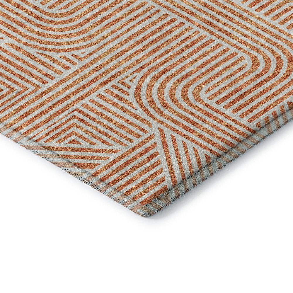 Premium Machine Washable Mayfield AMF917 Orange 5' x 7'6" Rug. Picture 3
