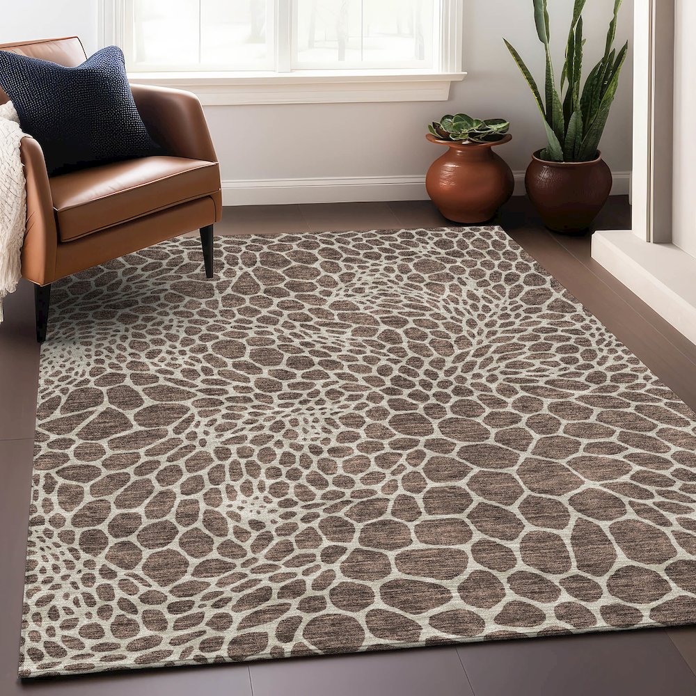 Premium Machine Washable Mayfield AMF919 Brown 9' x 12' Rug. Picture 5