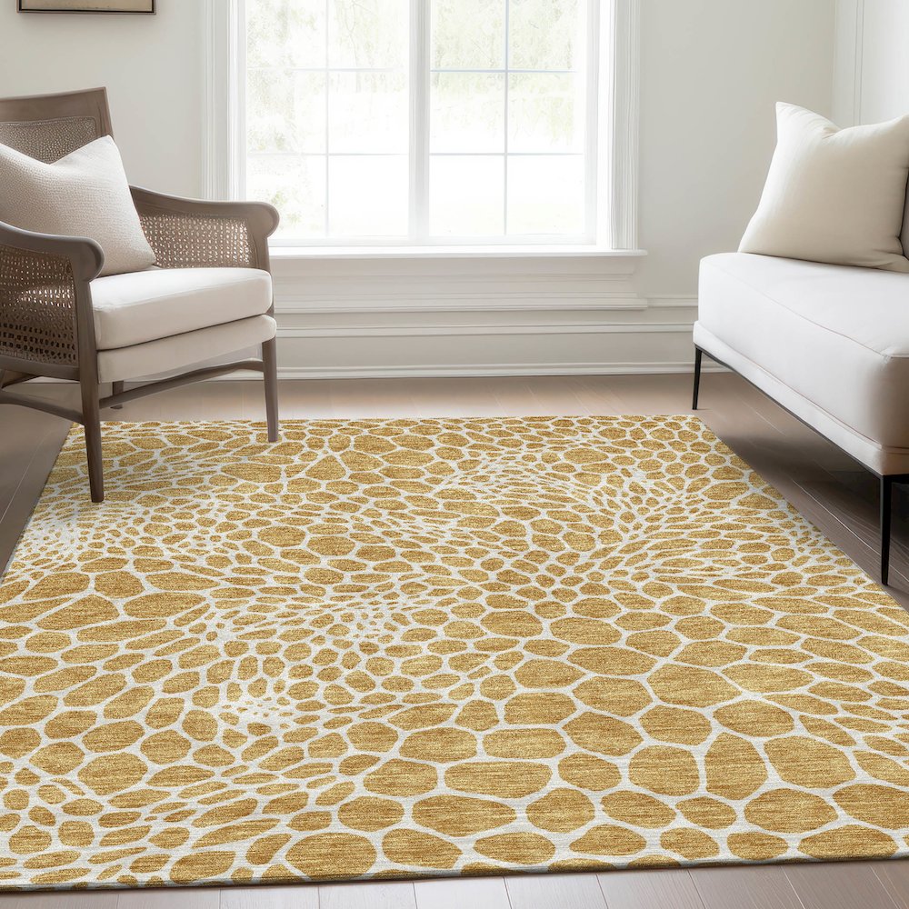 Premium Machine Washable Mayfield AMF919 Gold 9' x 12' Rug. Picture 6