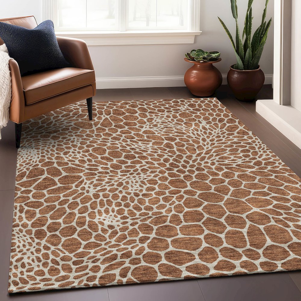 Premium Machine Washable Mayfield AMF919 Paprika 9' x 12' Rug. Picture 5