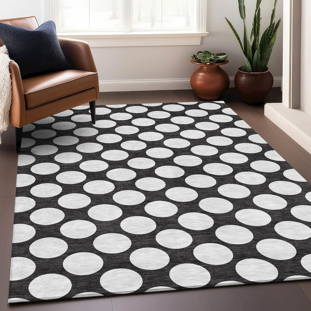 Premium Machine Washable Mayfield AMF921 Black 9' x 12' Rug. Picture 5