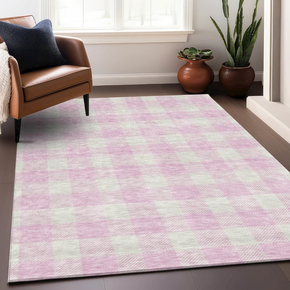 Premium Machine Washable Mayfield AMF923 Pink 9' x 12' Rug. Picture 5