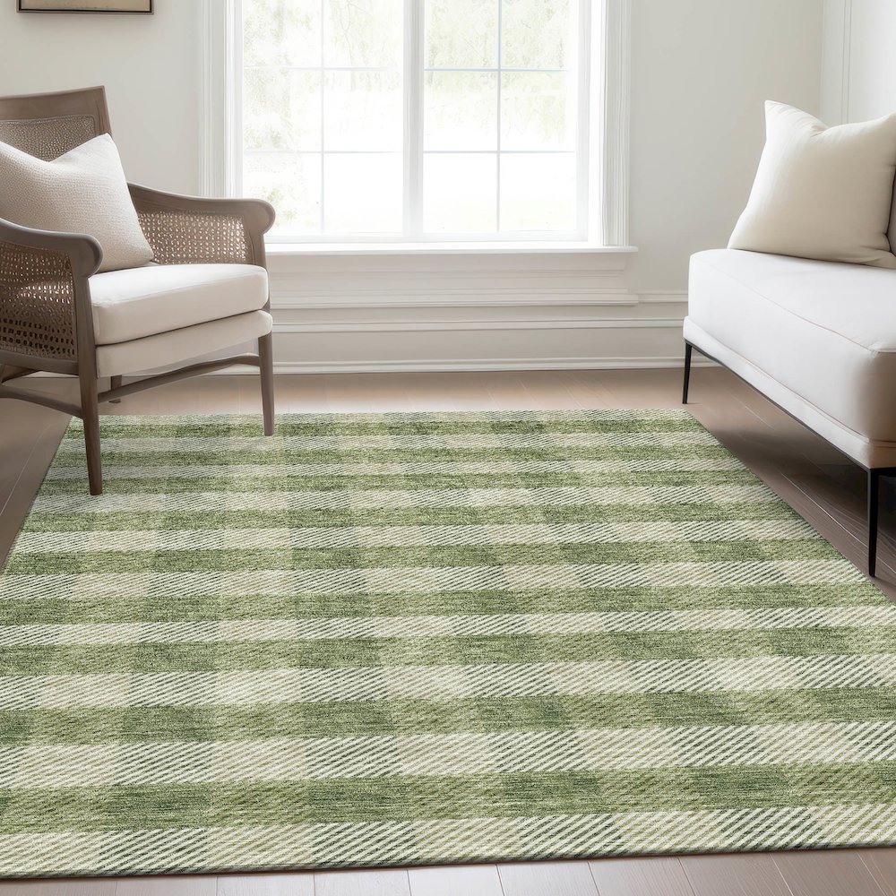 Premium Machine Washable Mayfield AMF924 Green 9' x 12' Rug. Picture 6