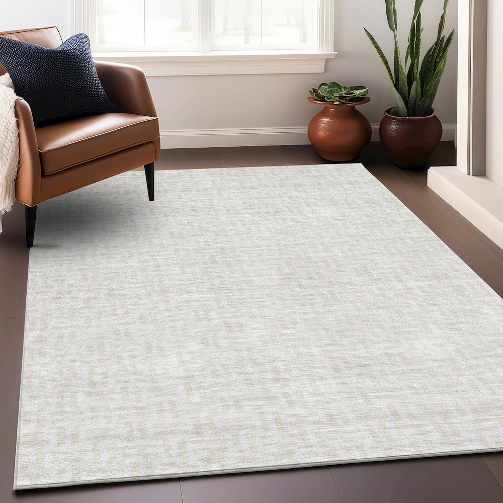 Premium Machine Washable Mayfield AMF925 Ivory 9' x 12' Rug. Picture 5