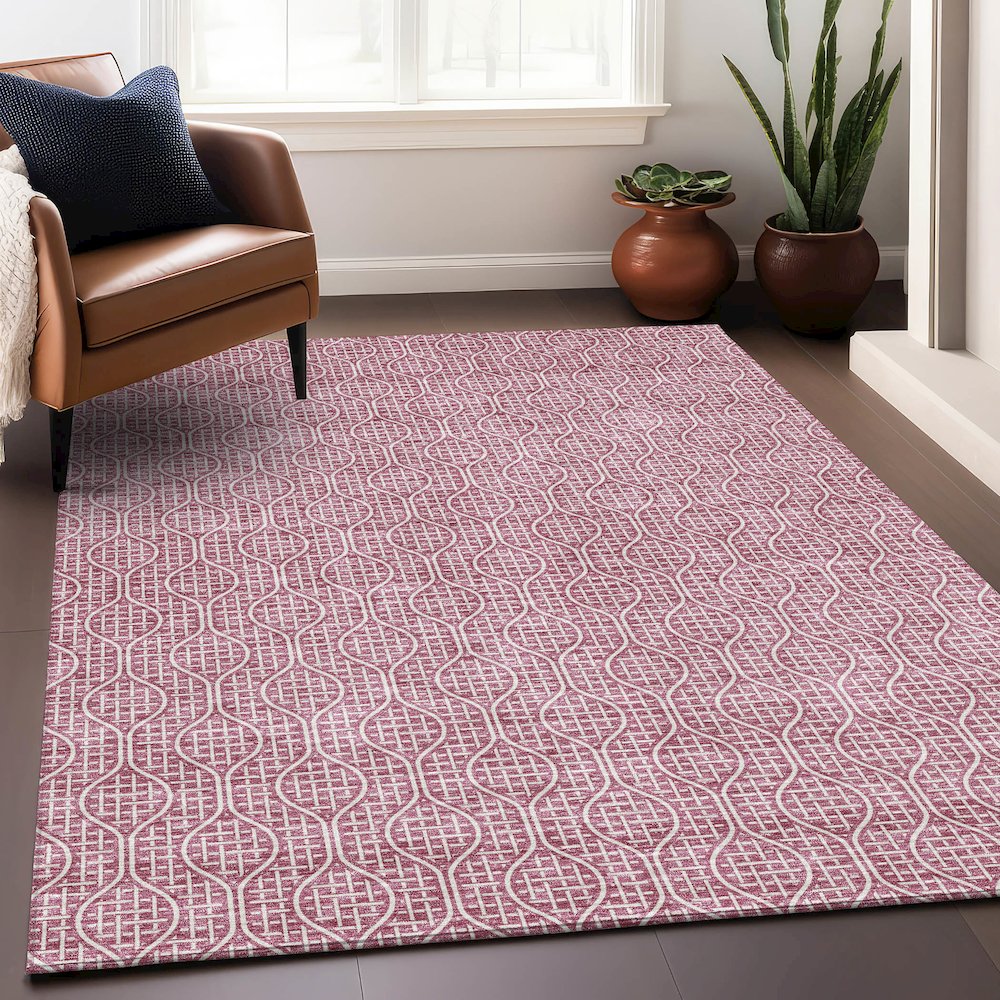 Premium Machine Washable Mayfield AMF926 Blush 9' x 12' Rug. Picture 5