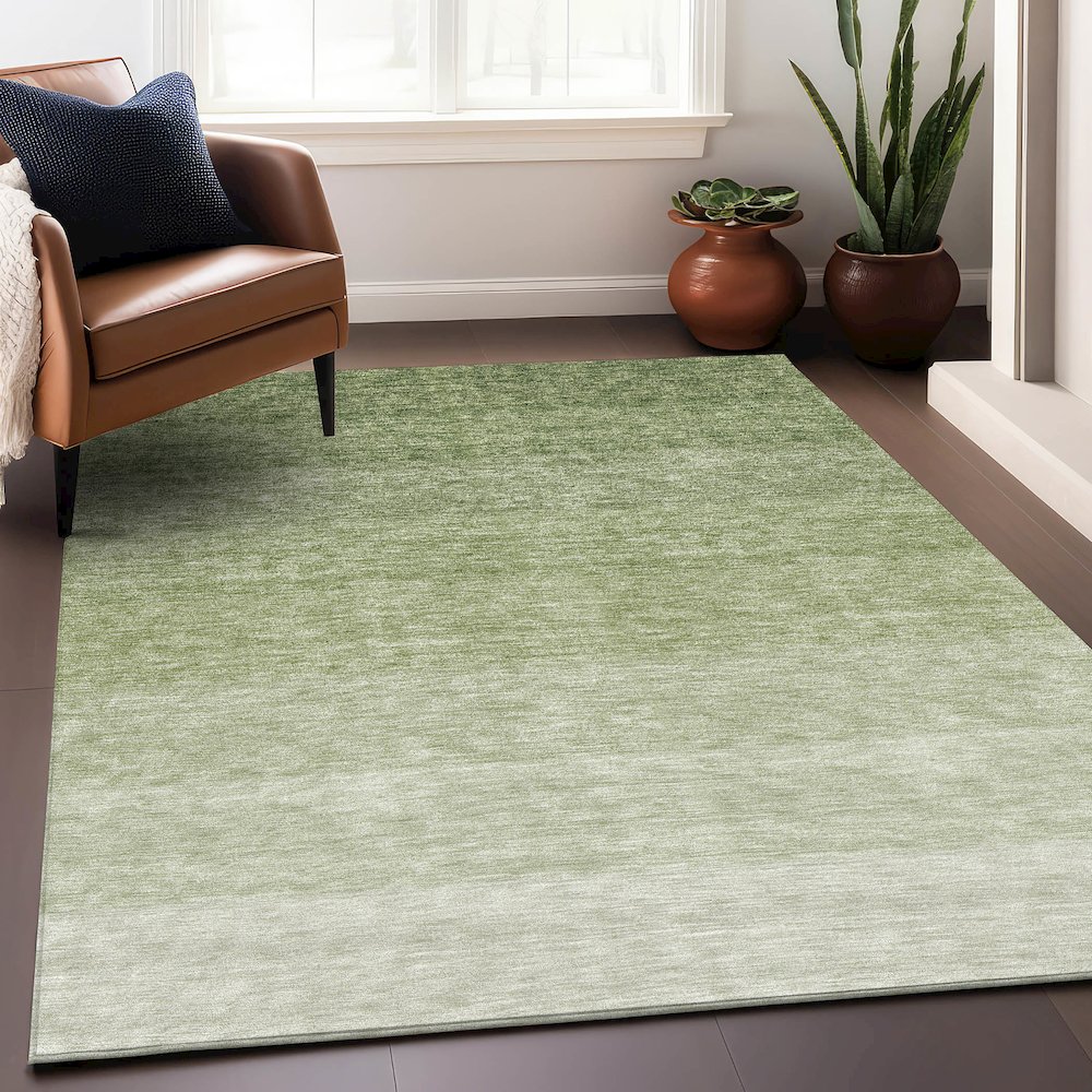 Premium Machine Washable Mayfield AMF928 Green 9' x 12' Rug. Picture 5