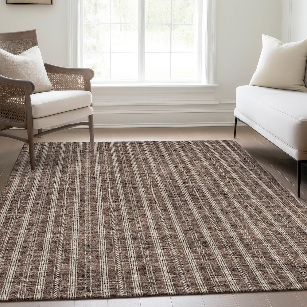Premium Machine Washable Mayfield AMF929 Brown 9' x 12' Rug. Picture 6