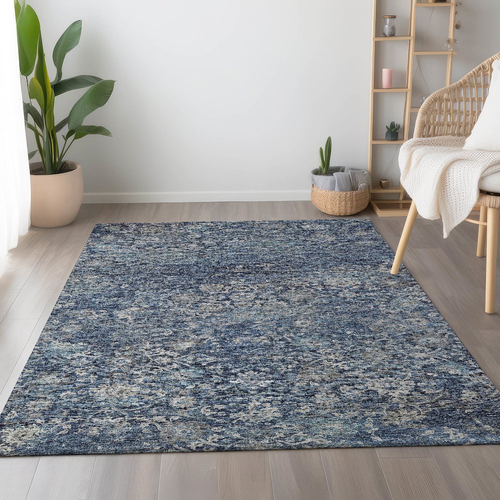 Premium Machine Washable Mayfield  Blue 9' x 12' Rug. Picture 5