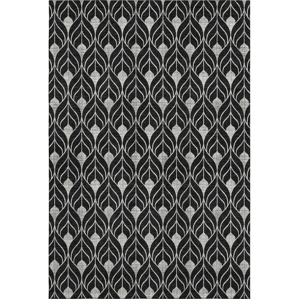 Premium Machine Washable Mayfield AMF931 Black 9' x 12' Rug. Picture 1