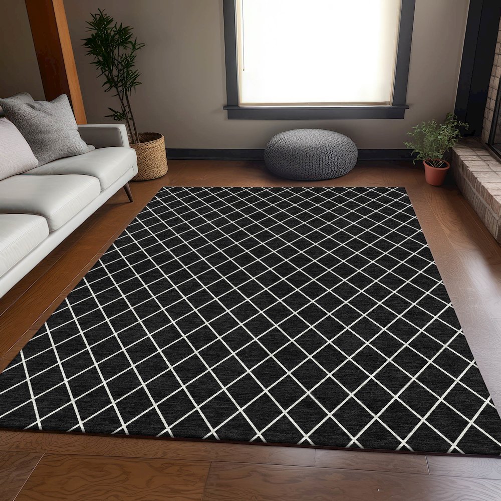 Premium Machine Washable Mayfield AMF932 Black 9' x 12' Rug. Picture 6