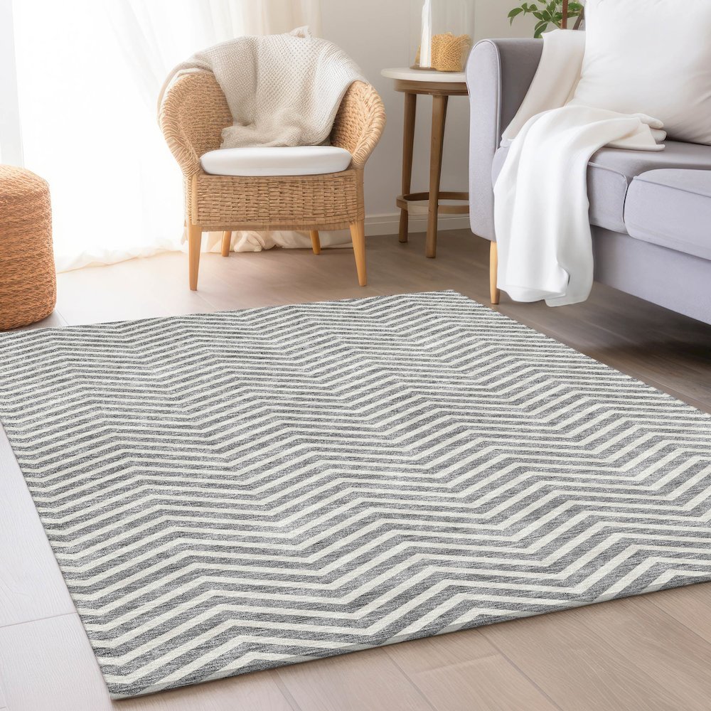 Premium Machine Washable Mayfield AMF934 Gray 9' x 12' Rug. Picture 5